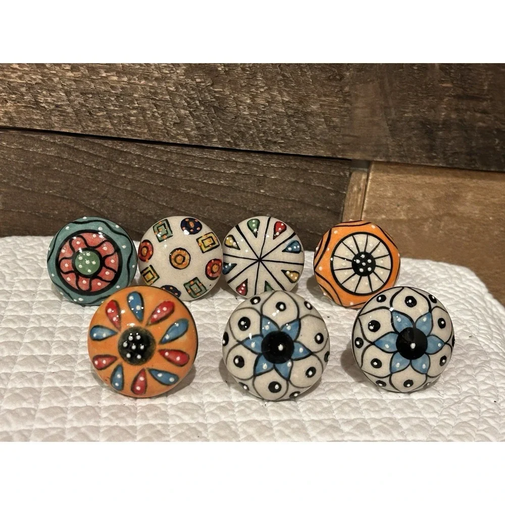 Drawer‎ Pulls Knobs Boho Vibe Hand Painted 7